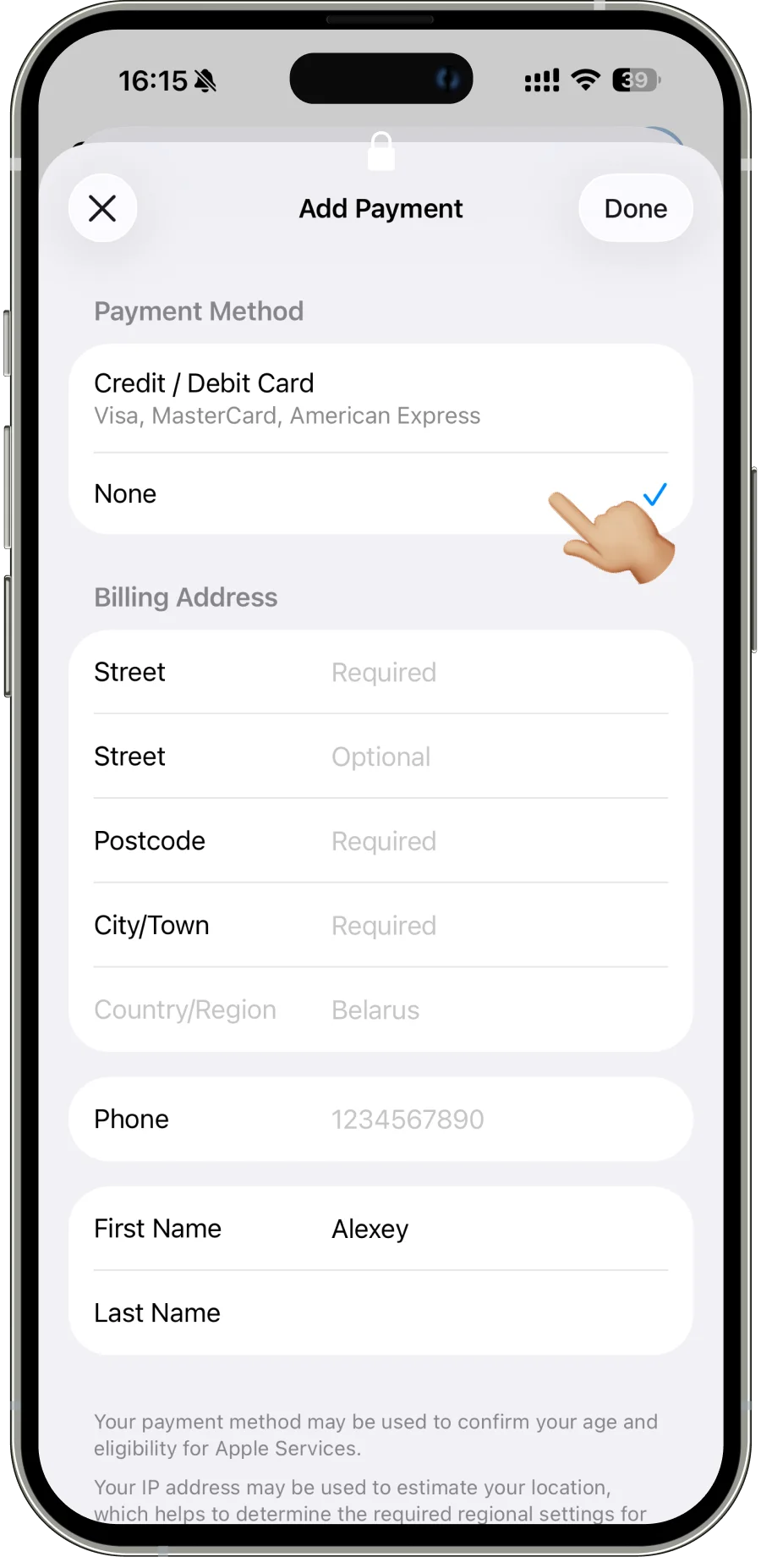 Memperbarui detail ID Apple