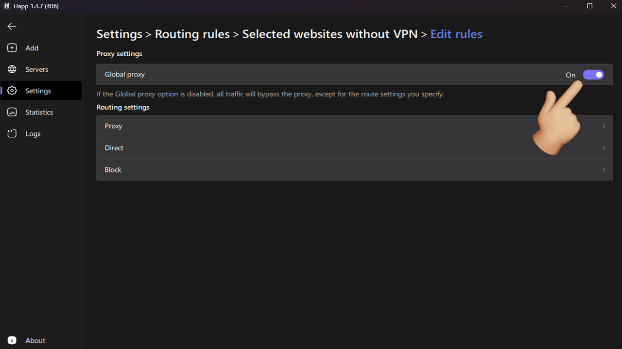 happ global proxy configuration