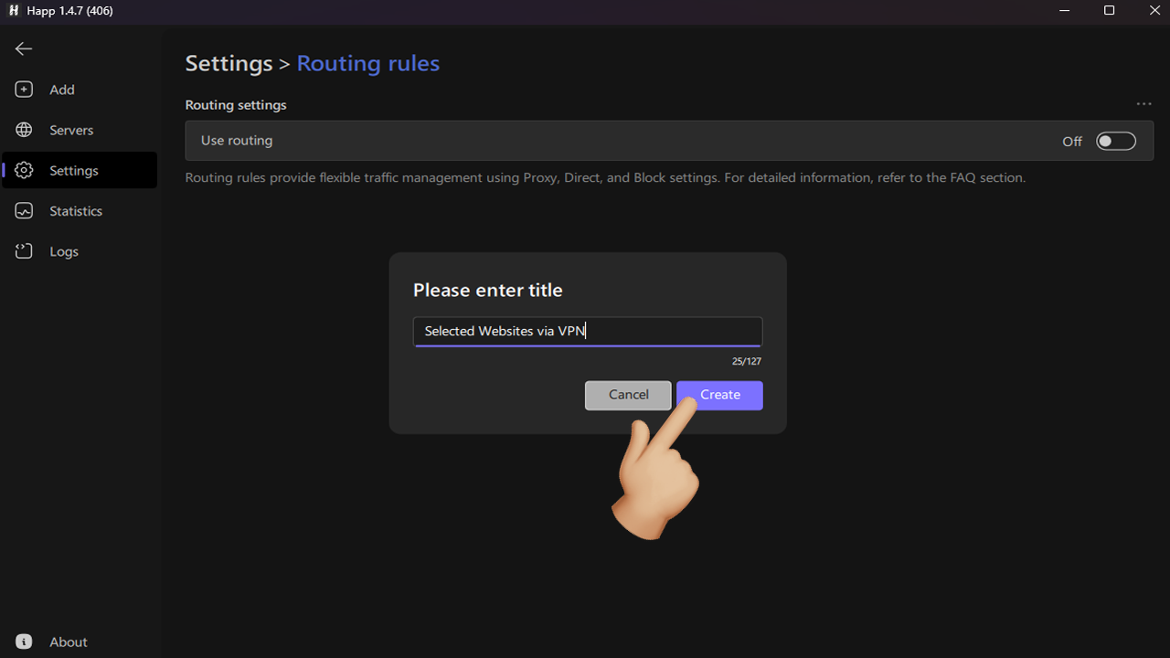 happ routing profile creation