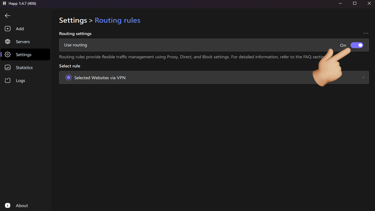 happ configuration for specific applications