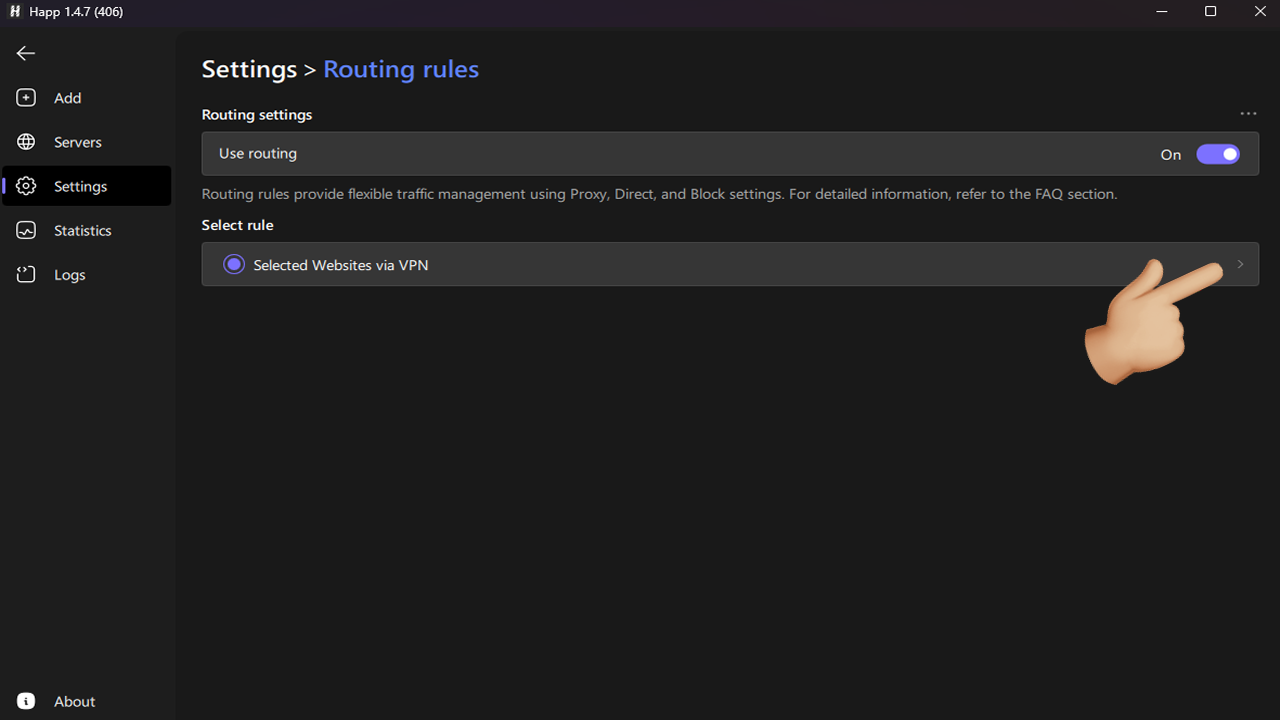 happ configuration for specific applications
