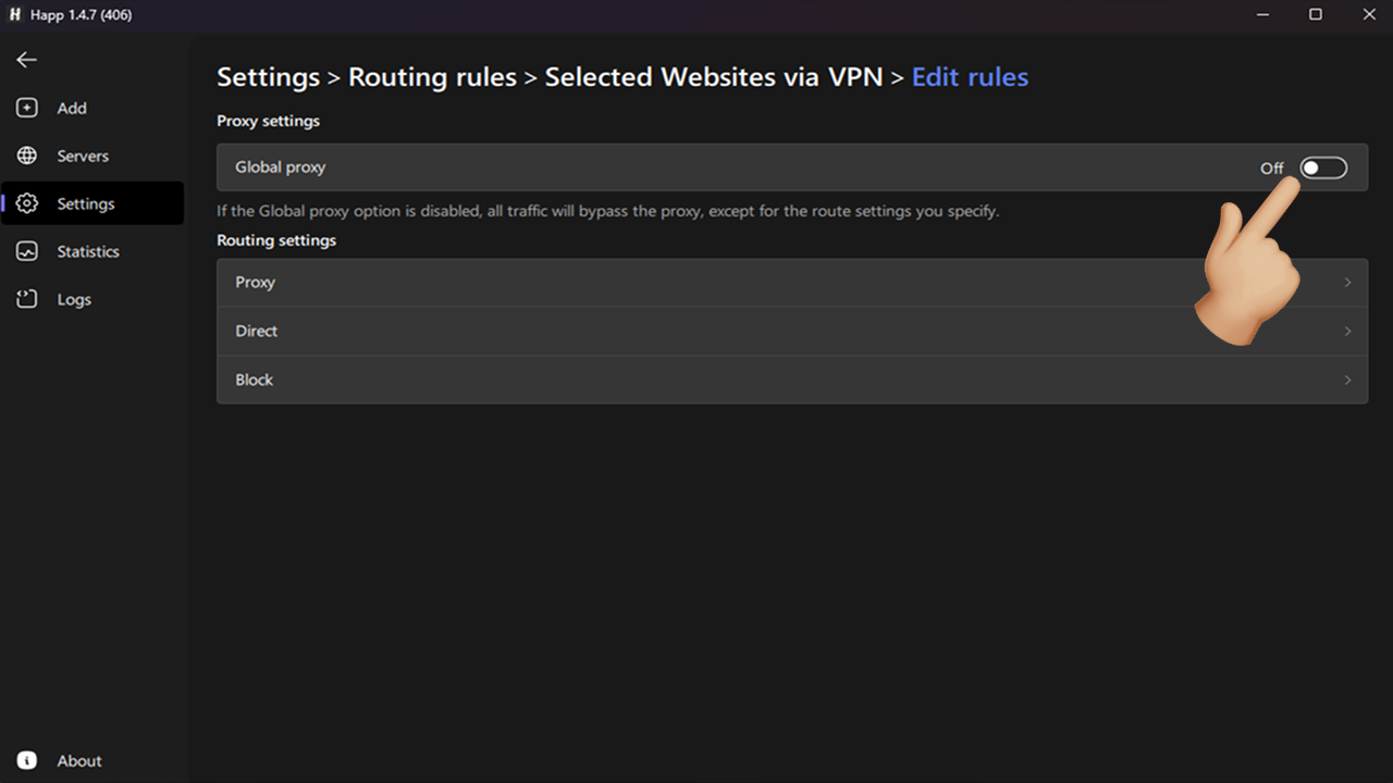 happ global proxy configuration