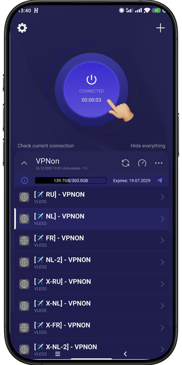 Connecting VPN in happ app on iOS