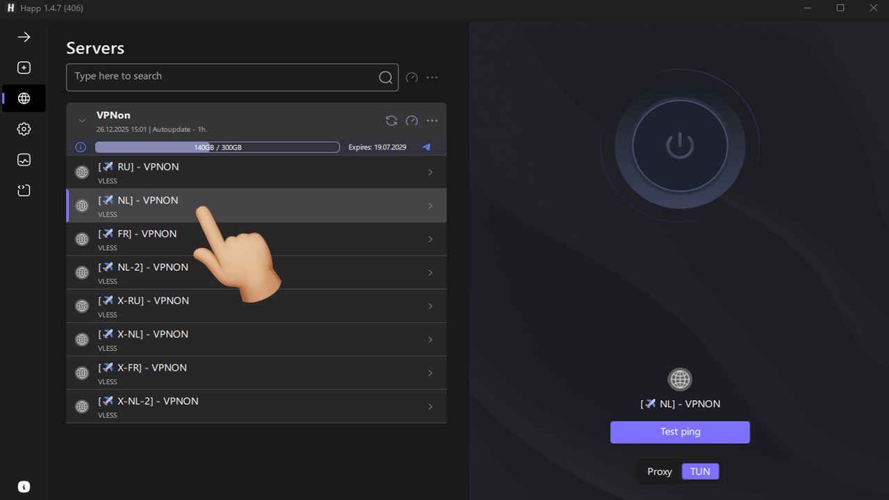 Connecting VPN in happ app on Linux