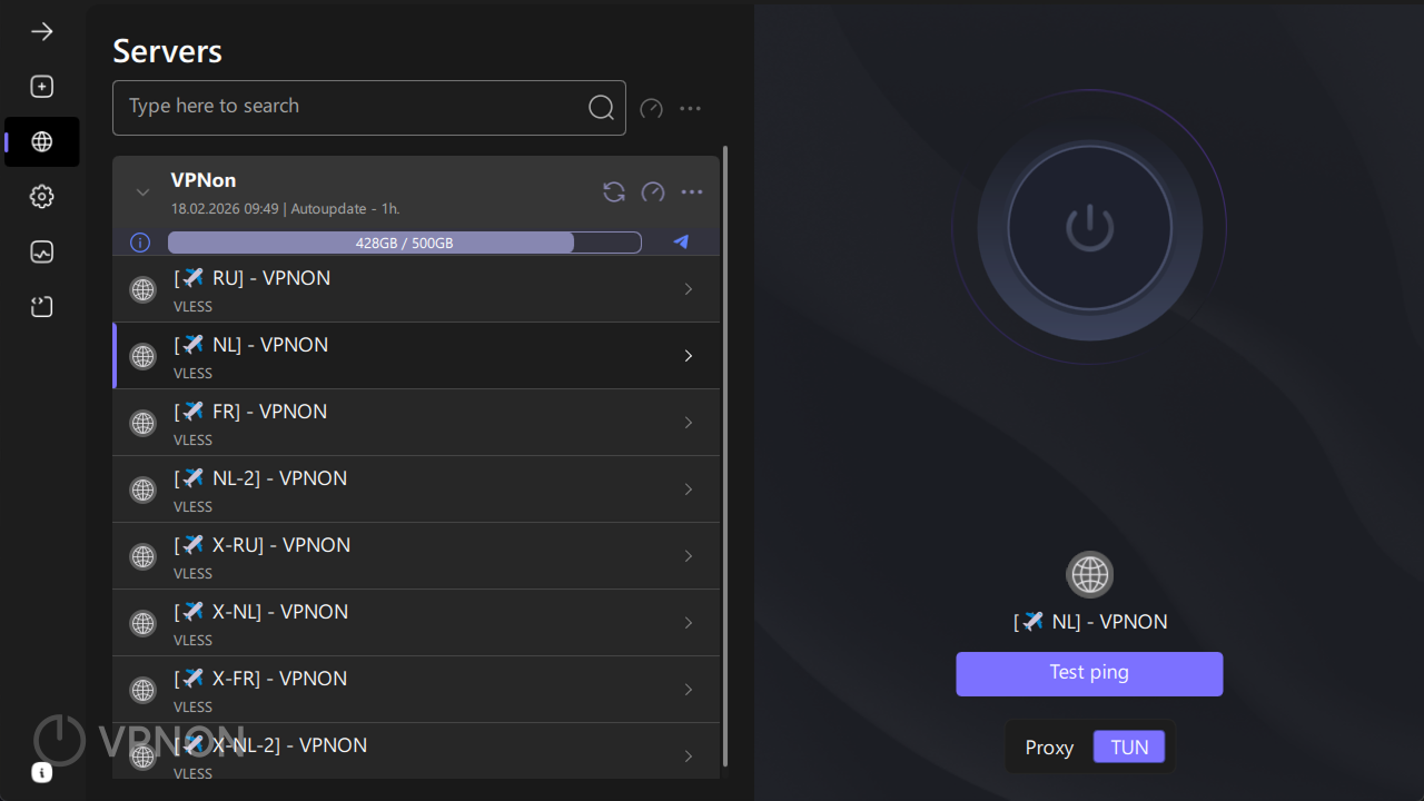 VPN di klien happ, daftar server tidak terlihat