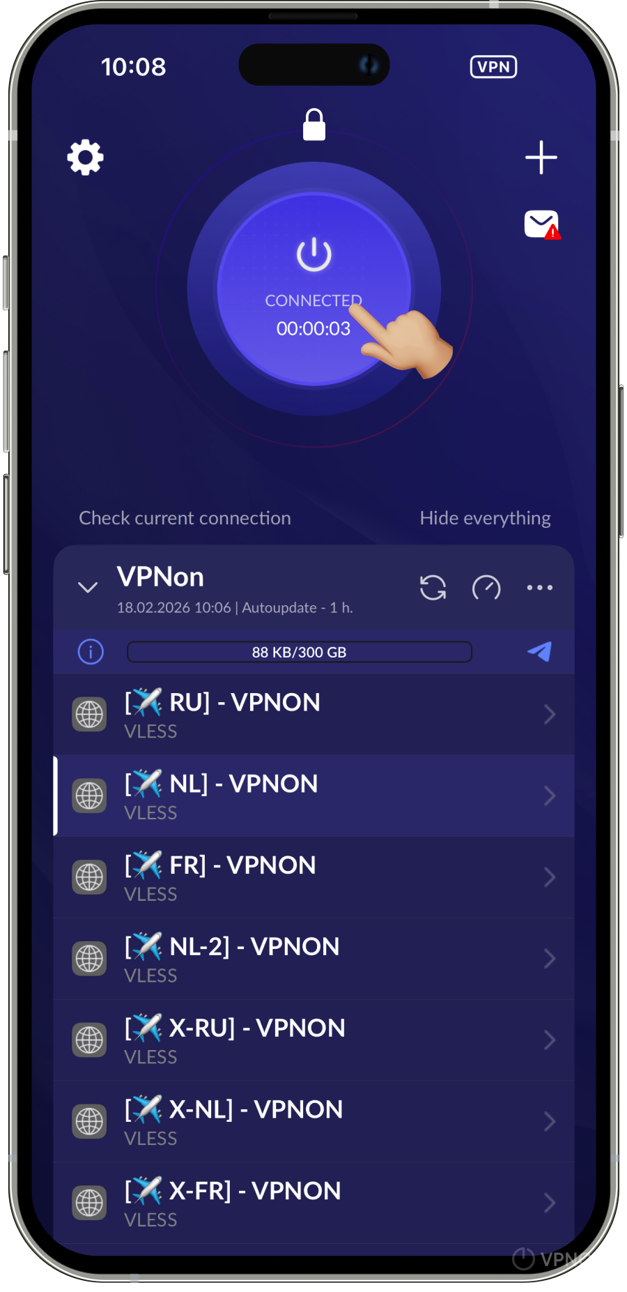 Menghubungkan VPN di aplikasi happ pada iOS