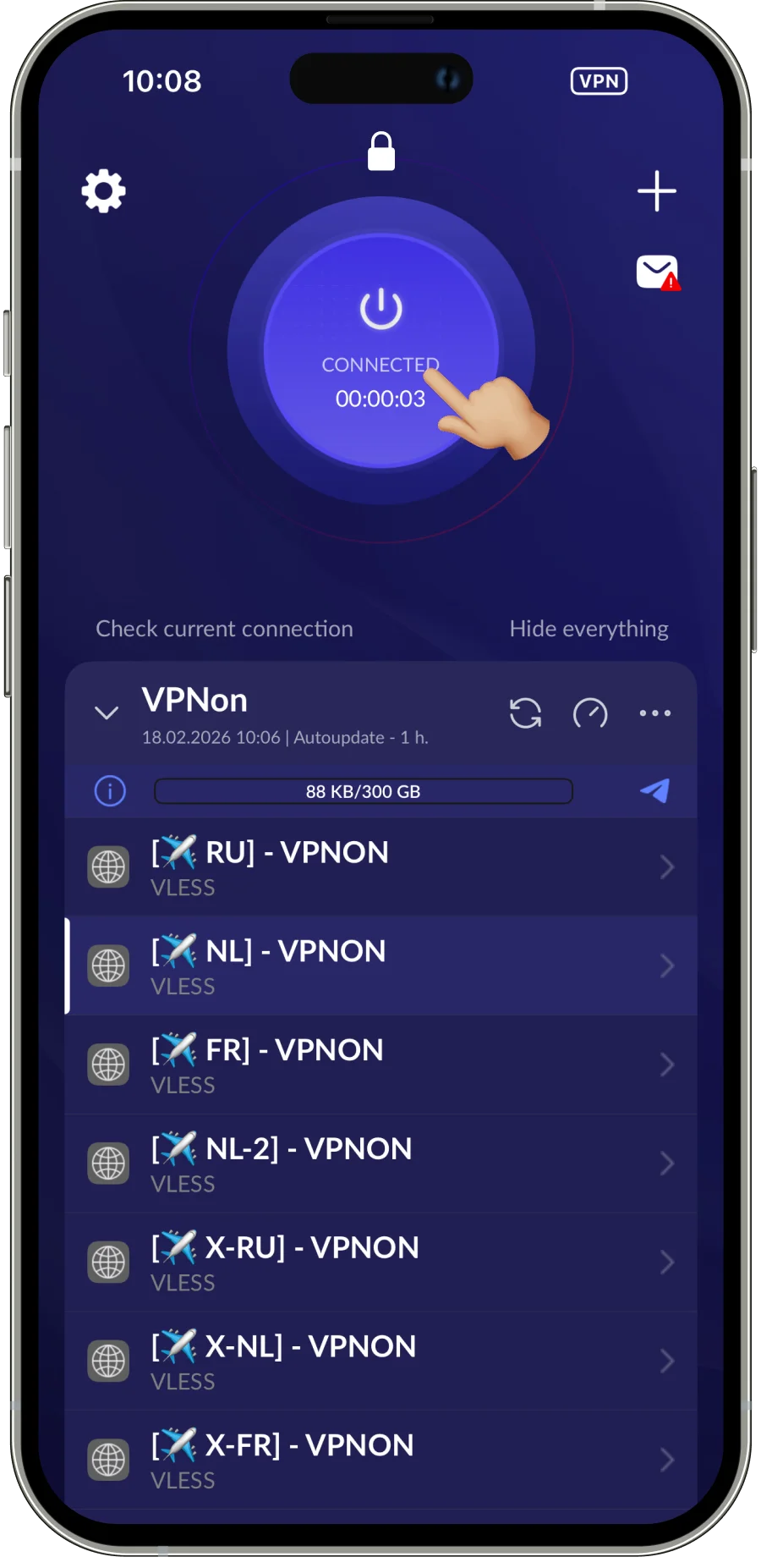 Menghubungkan VPN di aplikasi happ pada iOS