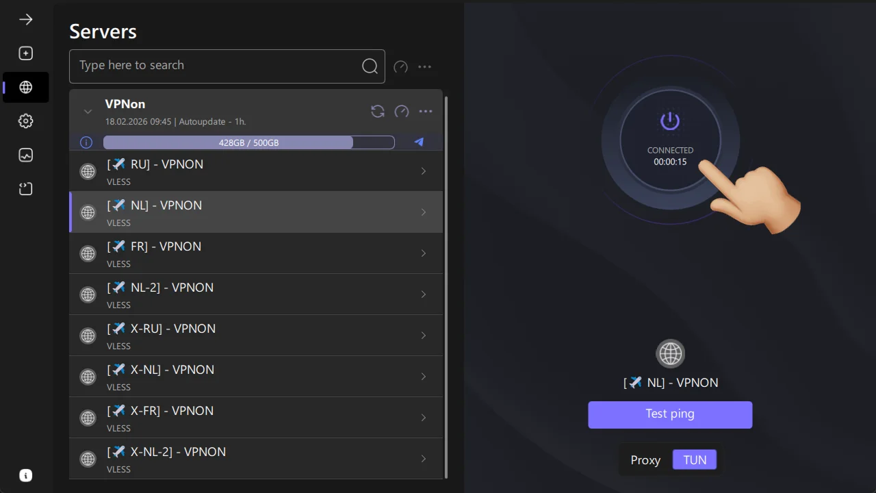 Menghubungkan VPN di aplikasi happ pada Windows