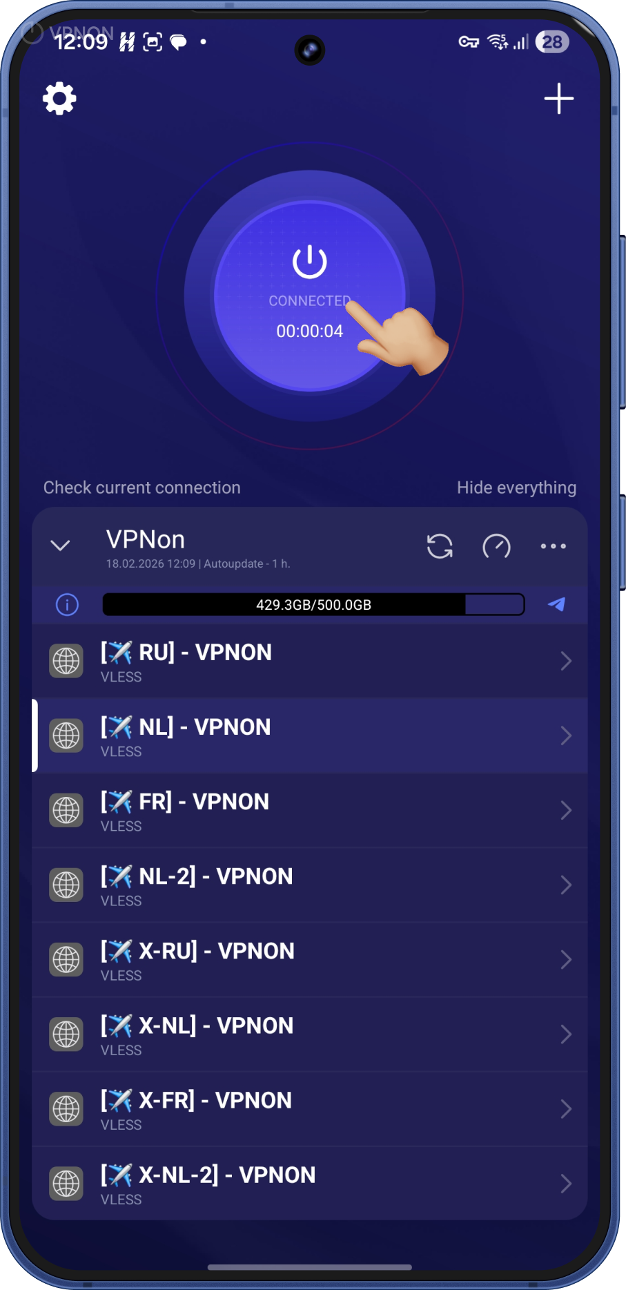 android'de happ uygulamasında VPN bağlantısı