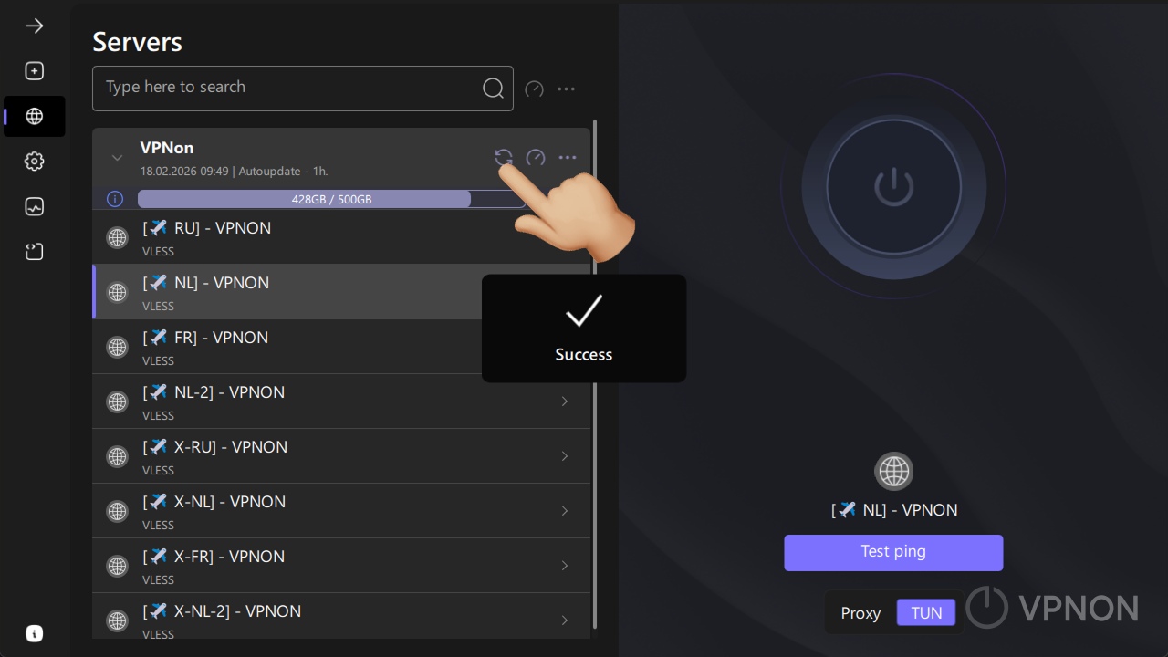 happ istemcisinde VPN, sunucu listesi görünmüyor