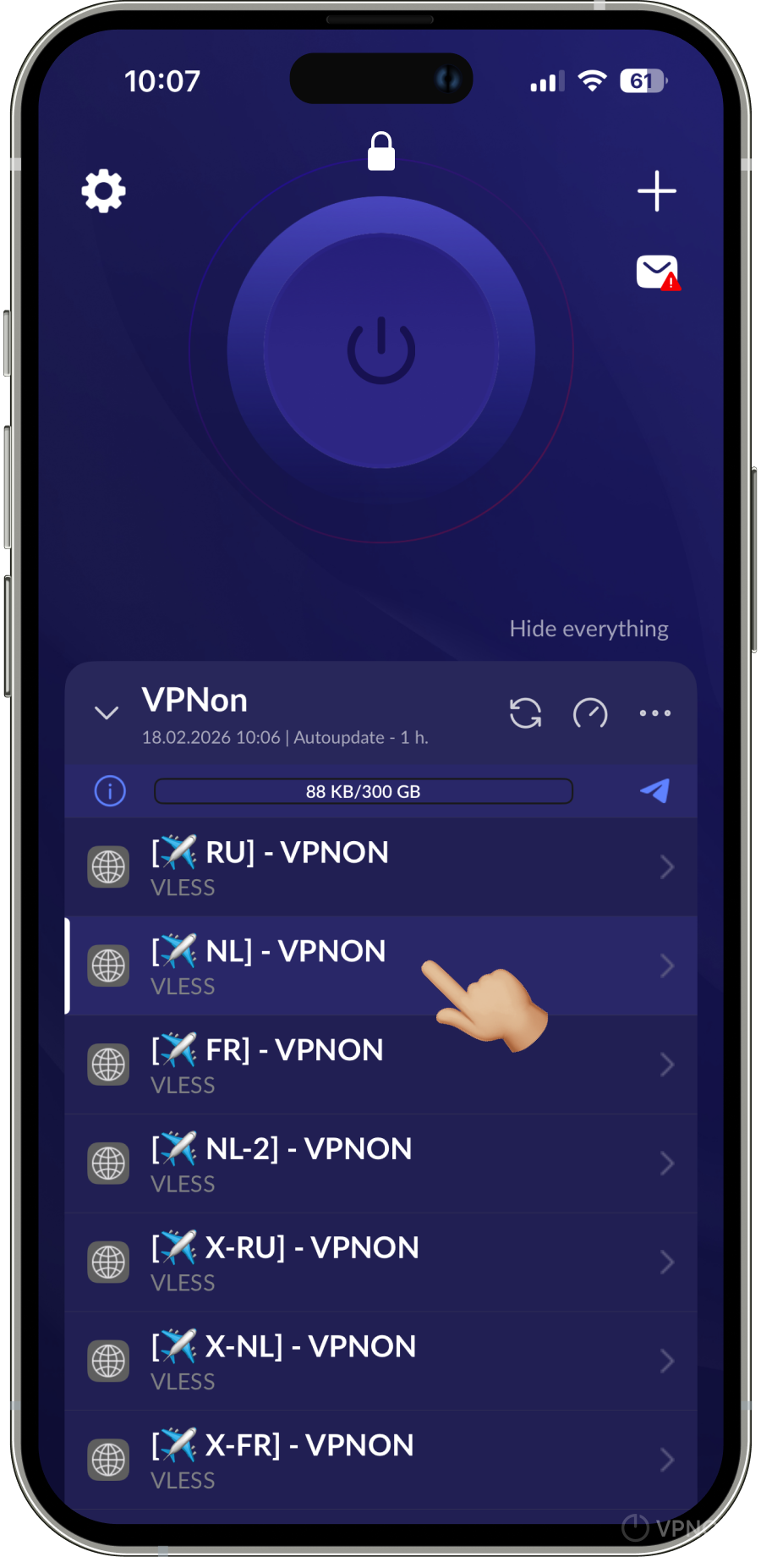 iOS'te happ uygulamasında VPN bağlantısı