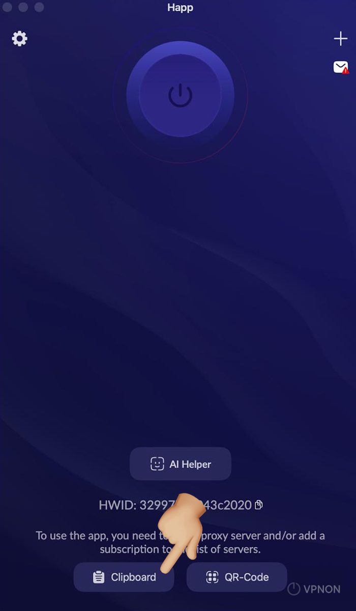 macOS'te happ uygulamasında VPN bağlantısı
