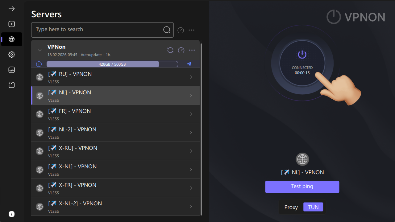 Windows'ta happ uygulamasında VPN bağlama